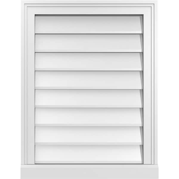 Ekena Millwork Vertical Surface Mount PVC Gable Vent w/ 2"W x 2"H , Brickmould Sill Frame, 20"W x 26"H - GVPVE20X2603SN