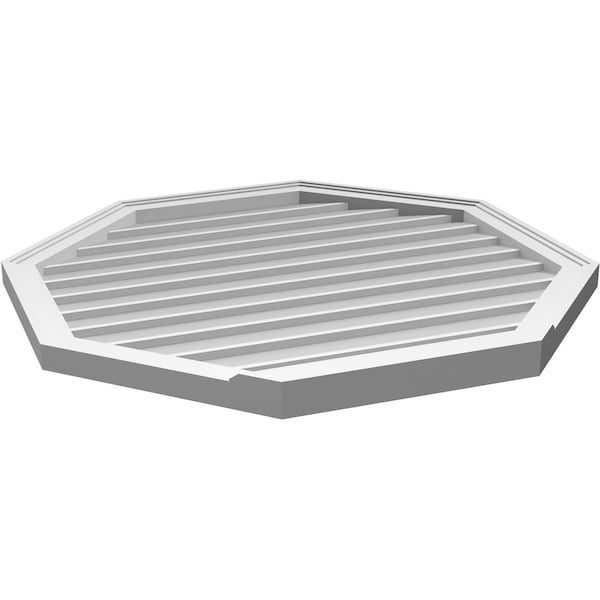 Ekena Millwork Octagonal Surface Mount PVC Gable Vent w/ 2"W x 2"P Brickmould Sill Frame, 34"W x 34"H - GVPOC34X3403SN