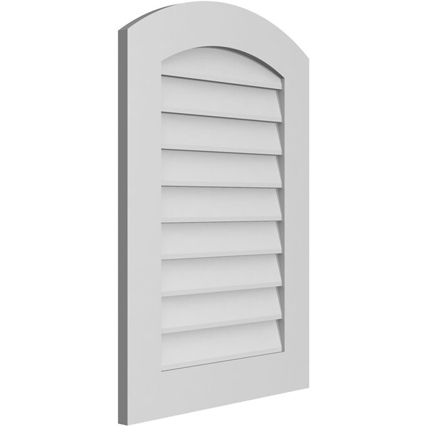 Ekena Millwork Arch Top Surface Mount PVC Gable Vent: Functional, w/ 3-1/2"W x 1"P Standard Frame, 22"W x 32"H - GVPAR22X3201SF