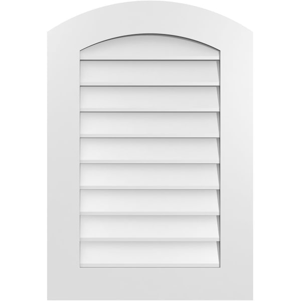 Ekena Millwork Arch Top Surface Mount PVC Gable Vent: Functional, w/ 3-1/2"W x 1"P Standard Frame, 22"W x 32"H - GVPAR22X3201SF