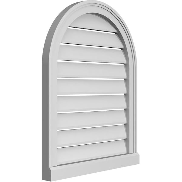 Ekena Millwork Round Top Surface Mount PVC Gable Vent: Functional, w/ 2"W x 2"P Brickmould Sill Frame, 22"W x 28"H - GVPRT22X2803SF