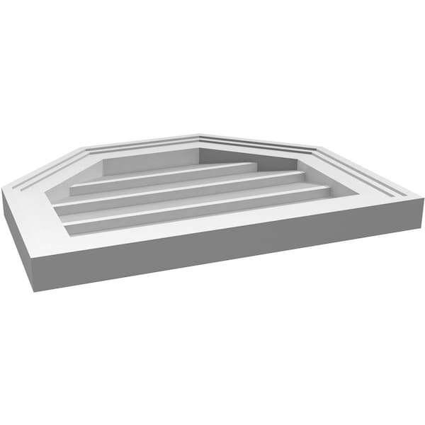 Ekena Millwork Octagonal Top Surface Mount PVC Gable Vent w/ 2"W x 1-1/2"P Brickmould Frame, 18"W x 14"H - GVPOT18X1402SN