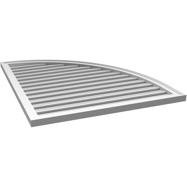 Ekena Millwork Quarter Round Top Right Surface Mount PVC Gable Vent w/ 2"W x 2"P Brickmould Sill Frame, 36"W x 42"H - GVPQR36X4203SF