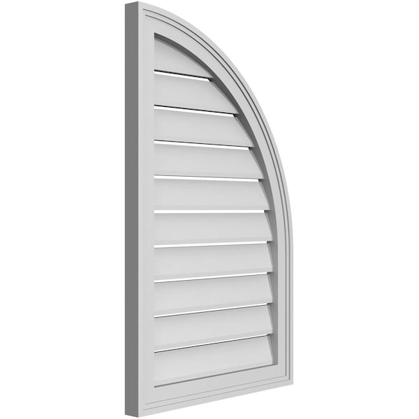 Ekena Millwork Quarter Round Top Right Surface Mount PVC Gable Vent w/ 2"W x 2"P Brickmould Sill Frame, 20"W x 32"H - GVPQR20X3203SF
