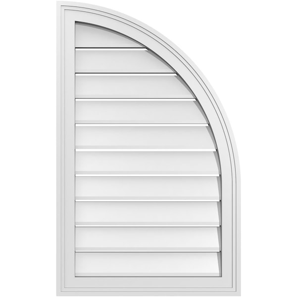 Ekena Millwork Quarter Round Top Right Surface Mount PVC Gable Vent w/ 2"W x 2"P Brickmould Sill Frame, 20"W x 32"H - GVPQR20X3203SF