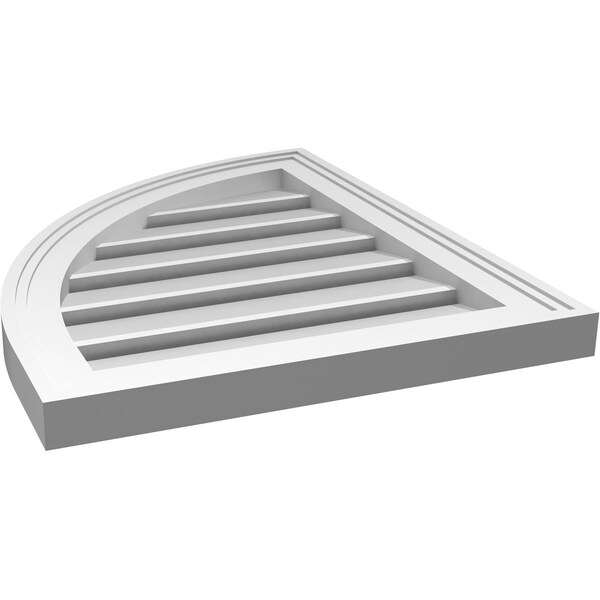 Ekena Millwork Quarter Round Top Left Surface Mount PVC Gable Vent w/ 2"W x 1-1/2"P Brickmould Frame, 18"W x 22"H - GVPQL18X2202SF