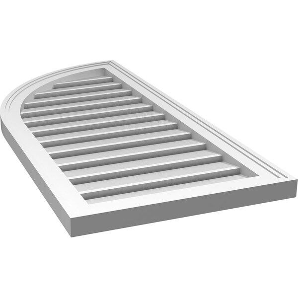 Ekena Millwork Quarter Round Top Left Surface Mount PVC Gable Vent w/ 2"W x 1-1/2"P Brickmould Frame, 18"W x 38"H - GVPQL18X3802SF