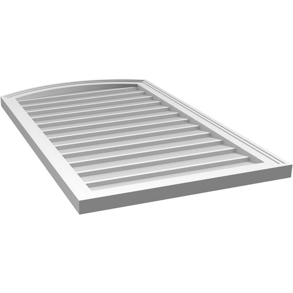 Ekena Millwork Arch Top Surface Mount PVC Gable Vent: Functional, w/ 2"W x 1-1/2"P Brickmould Frame, 24"W x 40"H - GVPAR24X4002SF