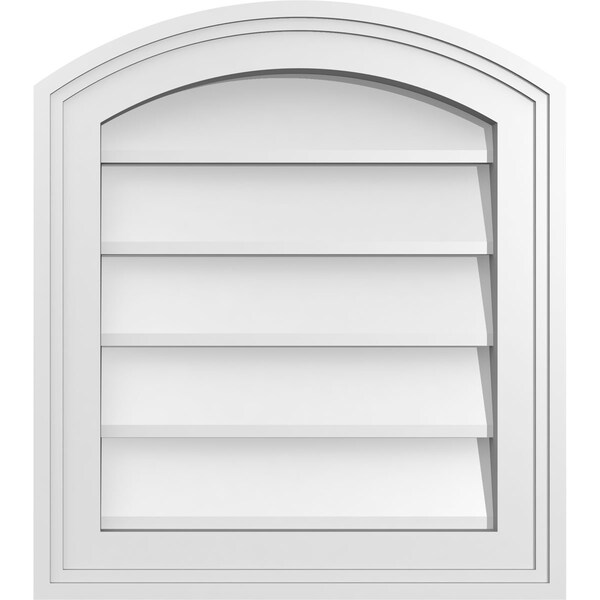 Ekena Millwork Arch Top Surface Mount PVC Gable Vent: Functional, w/ 2"W x 1-1/2"P Brickmould Frame, 16"W x 18"H - GVPAR16X1802SF