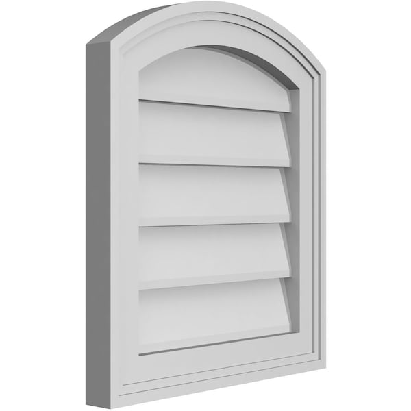 Ekena Millwork Arch Top Surface Mount PVC Gable Vent: Functional, w/ 2"W x 1-1/2"P Brickmould Frame, 16"W x 18"H - GVPAR16X1802SF