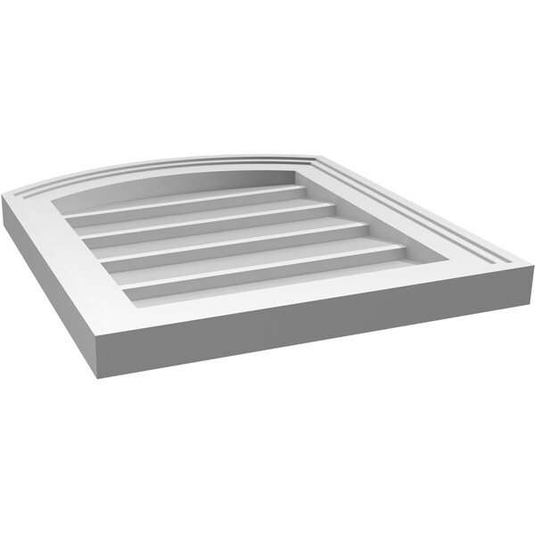Ekena Millwork Arch Top Surface Mount PVC Gable Vent: Functional, w/ 2"W x 1-1/2"P Brickmould Frame, 16"W x 18"H - GVPAR16X1802SF
