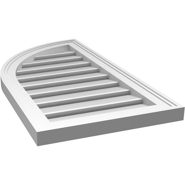 Ekena Millwork Quarter Round Top Left Surface Mount PVC Gable Vent w/ 2"W x 1-1/2"P Brickmould Frame, 16"W x 30"H - GVPQL16X3002SF