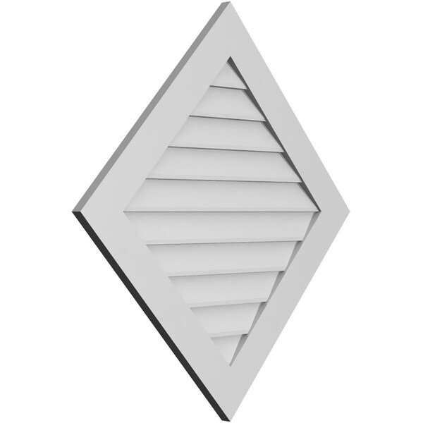 Ekena Millwork Diamond Surface Mount PVC Gable Vent: Functional, w/ 3-1/2"W x 1"P Standard Frame, 38"W x 38"H - GVPDI38X3801SF