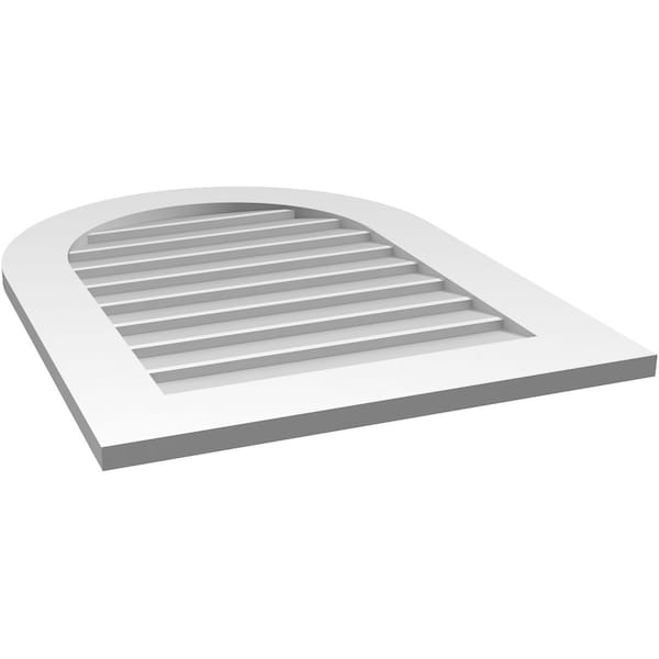 Ekena Millwork Round Top Surface Mount PVC Gable Vent: Non-Functional, w/ 3-1/2"W x 1"P Standard Frame, 24"W x 32"H - GVPRT24X3201SN