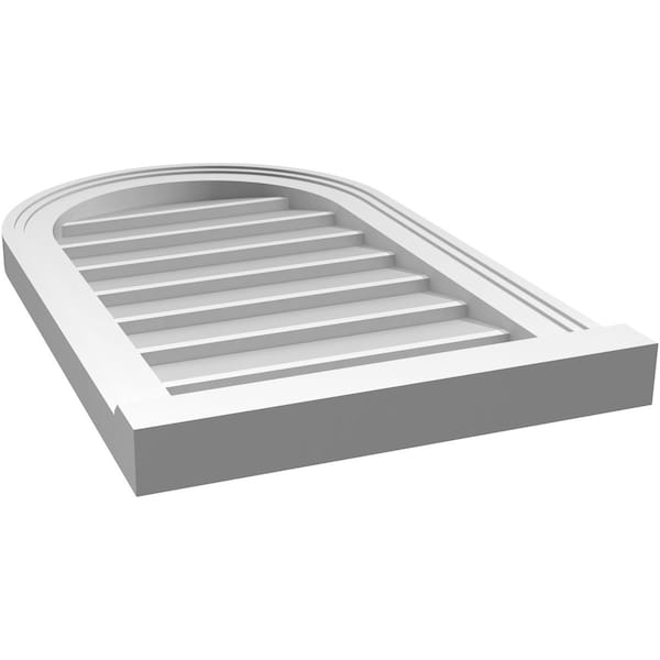 Ekena Millwork Round Top Surface Mount PVC Gable Vent w/ 2"W x 2"P Brickmould Sill Frame, 16"W x 26"H - GVPRT16X2603SN