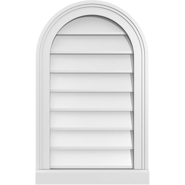 Ekena Millwork Round Top Surface Mount PVC Gable Vent w/ 2"W x 2"P Brickmould Sill Frame, 16"W x 26"H - GVPRT16X2603SN