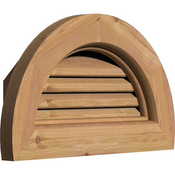 Ekena Millwork Half Round Gable Vent Functional, Western Red Cedar Gable Vent w/Brick Mould Face Frame, 12"W x 06"H - GVWHR12X0600SFUWR