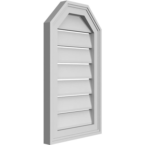 Ekena Millwork Octagonal Top Surface Mount PVC Gable Vent w/ 2"W x 1-1/2"P Brickmould Frame, 14"W x 24"H - GVPOT14X2402SF