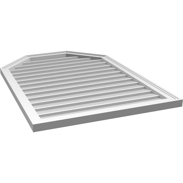 Ekena Millwork Octagonal Top Surface Mount PVC Gable Vent w/ 2"W x 1-1/2"P Brickmould Frame, 30"W x 42"H - GVPOT30X4202SN
