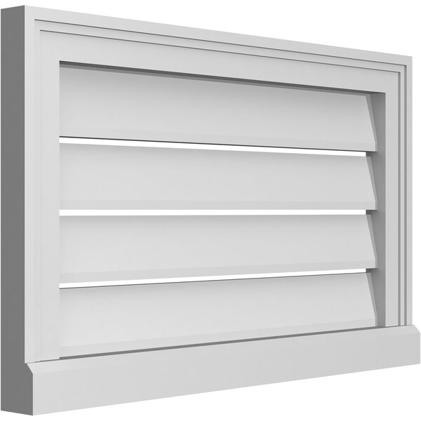 Ekena Millwork Vertical Surface Mount PVC Gable Vent: Functional, w/ 2"W x 2"P Brickmould Sill Frame, 26"W x 16"H - GVPVE26X1603SF