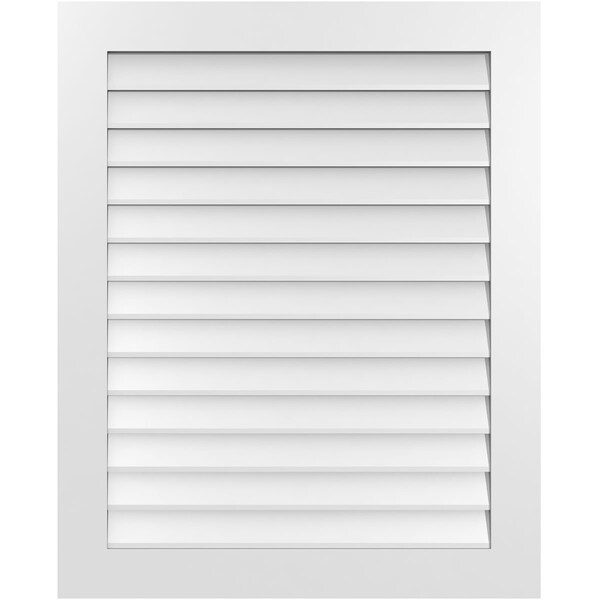 Ekena Millwork Vertical Surface Mount PVC Gable Vent: Non-Functional, w/3-1/2"W x 1"H, Standard Frame, 34"W x 42"H - GVPVE34X4201SN