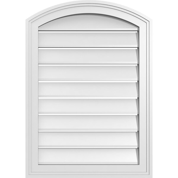 Ekena Millwork Arch Top Surface Mount PVC Gable Vent: Non-Functional, w/2"W x 1-1/2"P Brickmould Frame, 20"W x 26"H - GVPAR20X2602SN