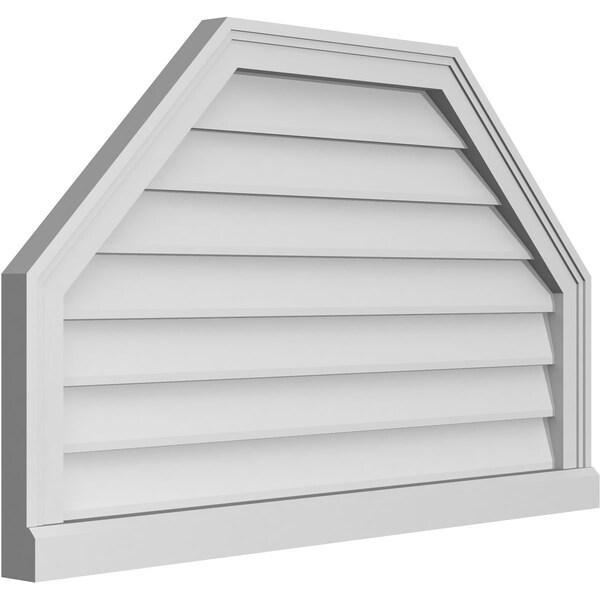 Ekena Millwork Octagonal Top Surface Mount PVC Gable Vent w/ 2"W x 2"P Brickmould Sill Frame, 36"W x 22"H - GVPOT36X2203SN
