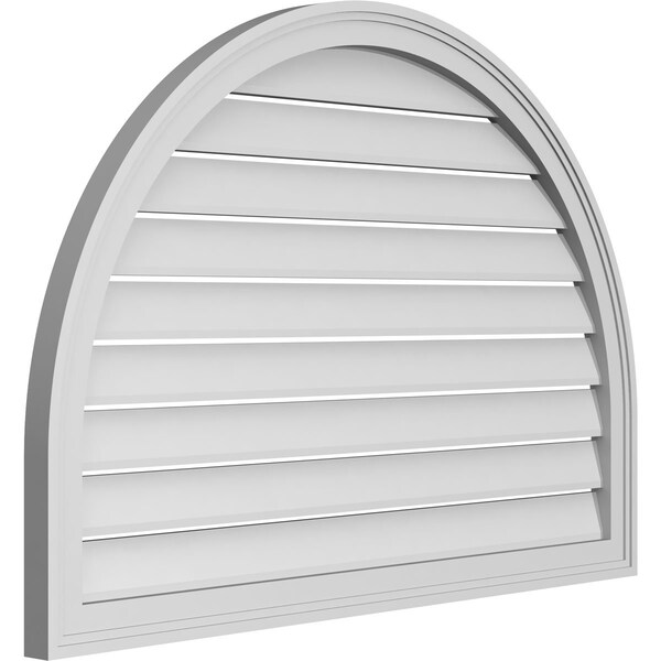 Ekena Millwork Round Top Surface Mount PVC Gable Vent: Functional, w/ 2"W x 1-1/2"P Brickmould Frame, 40"W x 28"H - GVPRT40X2802SF