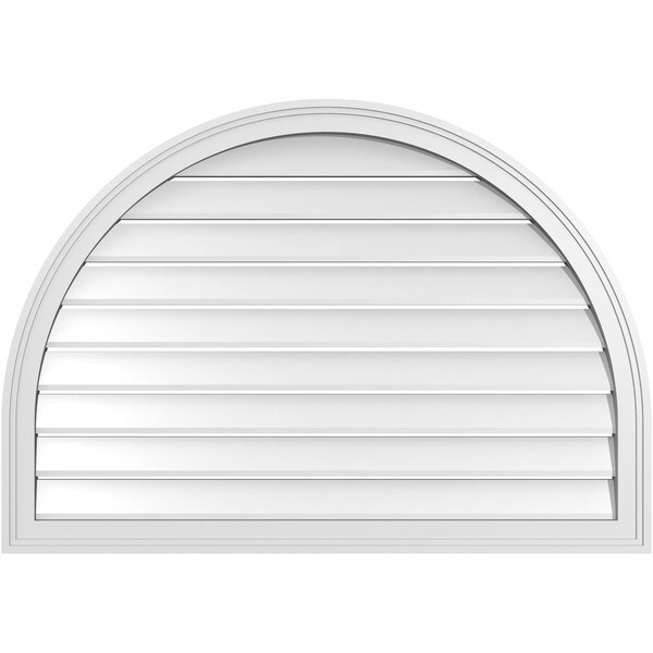 Ekena Millwork Round Top Surface Mount PVC Gable Vent: Functional, w/ 2"W x 1-1/2"P Brickmould Frame, 40"W x 28"H - GVPRT40X2802SF