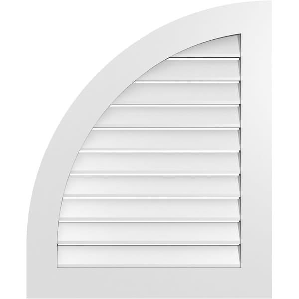 Ekena Millwork Quarter Round Top Left Surface Mount PVC Gable Vent w/ 3-1/2"W x 1"P Standard Frame, 28"W x 34"H - GVPQL28X3401SF