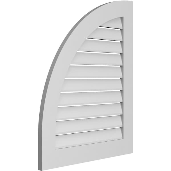 Ekena Millwork Quarter Round Top Left Surface Mount PVC Gable Vent w/ 3-1/2"W x 1"P Standard Frame, 28"W x 34"H - GVPQL28X3401SF