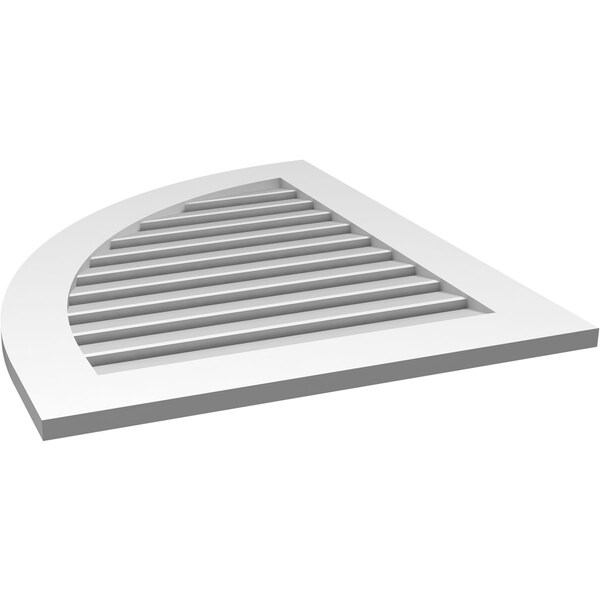 Ekena Millwork Quarter Round Top Left Surface Mount PVC Gable Vent w/ 3-1/2"W x 1"P Standard Frame, 28"W x 34"H - GVPQL28X3401SF