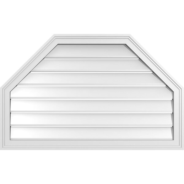 Ekena Millwork Octagonal Top Surface Mount PVC Gable Vent w/ 2"W x 1-1/2"P Brickmould Frame, 38"W x 24"H - GVPOT38X2402SF