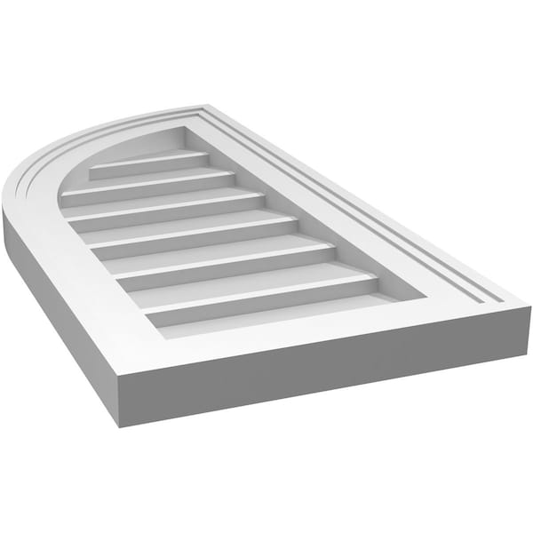 Ekena Millwork Quarter Round Top Left Surface Mount PVC Gable Vent w/ 2"W x 1-1/2"P Brickmould Frame, 12"W x 24"H - GVPQL12X2402SN