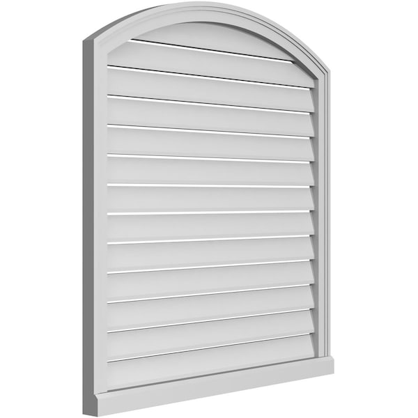 Ekena Millwork Arch Top Surface Mount PVC Gable Vent w/ 2"W x 2"P Brickmould Sill Frame, 38"W x 38"H - GVPAR38X3803SN