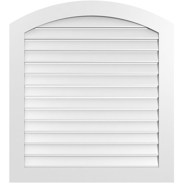 Ekena Millwork Arch Top Surface Mount PVC Gable Vent: Non-Functional, w/ 3-1/2"W x 1"P Standard Frame, 38"W x 40"H - GVPAR38X4001SN