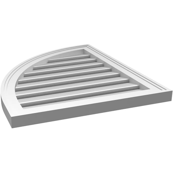 Ekena Millwork Quarter Round Top Left Surface Mount PVC Gable Vent w/ 2"W x 1-1/2"P Brickmould Frame, 22"W x 26"H - GVPQL22X2602SF