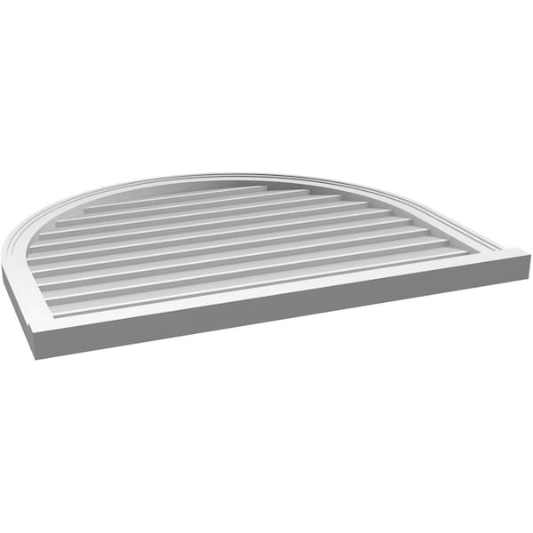 Ekena Millwork Round Top Surface Mount PVC Gable Vent w/ 2"W x 2"P Brickmould Sill Frame, 38"W x 32"H - GVPRT38X3203SN