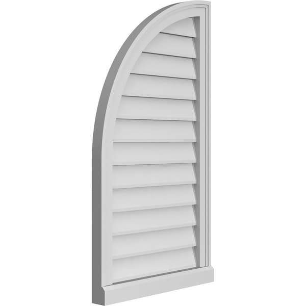 Ekena Millwork Quarter Round Top Left Surface Mount PVC Gable Vent w/ 2"W x 2"P Brickmould Sill Frame, 20"W x 36"H - GVPQL20X3603SN