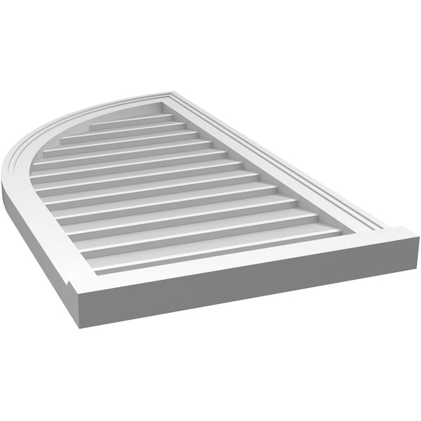 Ekena Millwork Quarter Round Top Left Surface Mount PVC Gable Vent w/ 2"W x 2"P Brickmould Sill Frame, 20"W x 36"H - GVPQL20X3603SN
