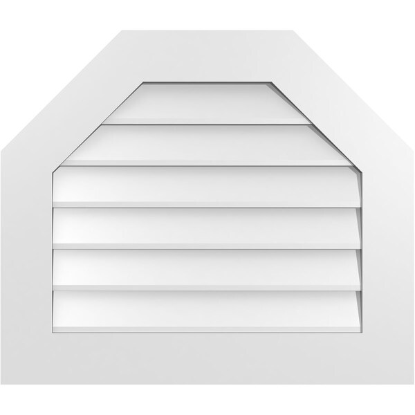 Ekena Millwork Octagonal Top Surface Mount PVC Gable Vent w/ 3-1/2"W x 1"P Standard Frame, 28"W x 24"H - GVPOT28X2401SN