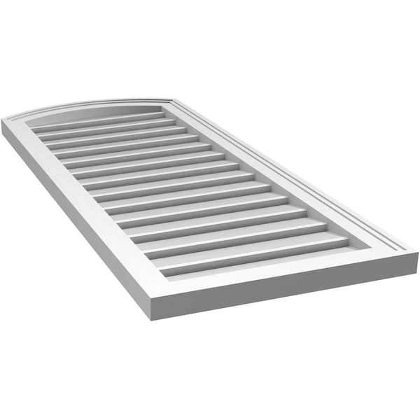 Ekena Millwork Arch Top Surface Mount PVC Gable Vent: Non-Functional, w/2"W x 1-1/2"P Brickmould Frame, 18"W x 40"H - GVPAR18X4002SN