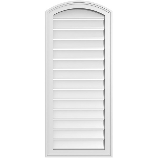 Ekena Millwork Arch Top Surface Mount PVC Gable Vent: Non-Functional, w/2"W x 1-1/2"P Brickmould Frame, 18"W x 40"H - GVPAR18X4002SN
