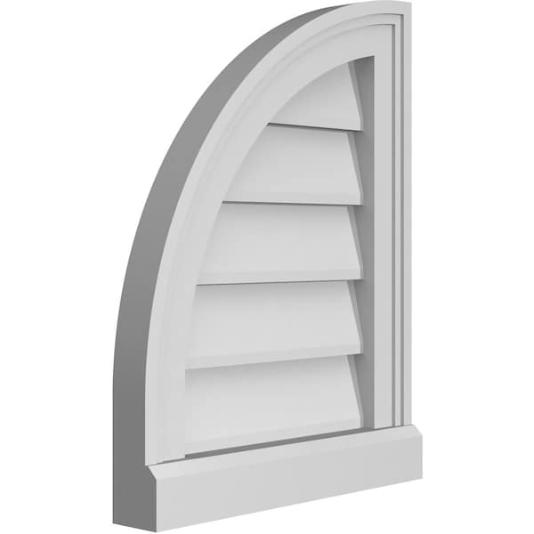 Ekena Millwork Quarter Round Top Left Surface Mount PVC Gable Vent w/ 2"W x 2"P Brickmould Sill Frame, 14"W x 18"H - GVPQL14X1803SN