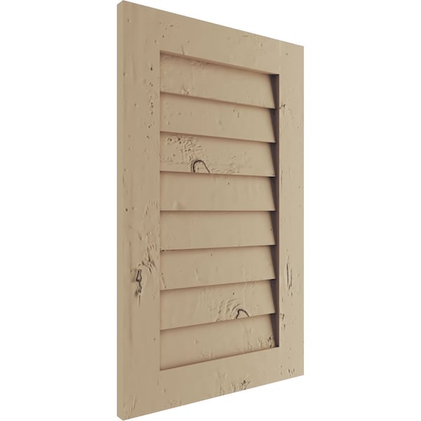 Ekena Millwork Timberthane Knotty Pine Vertical Faux Wood Non-Functional Gable Vent, Primed Tan, 12"W x 12"H - GVURVE12X12DKPPR