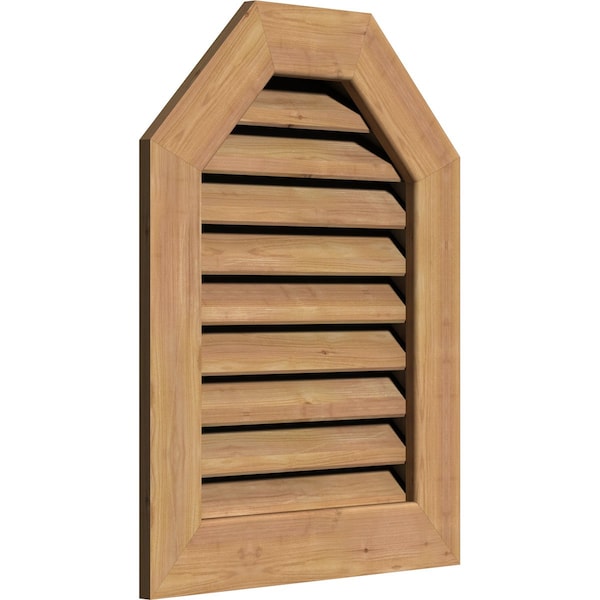 Ekena Millwork Octagonal Top Gable Vent Western Red Cedar Gable Vent w/1" x 4" Flat Trim Frame, 30"W x 26"H - GVWOT30X2601SFUWR