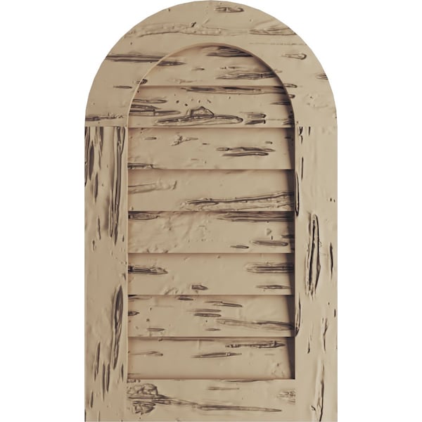 Ekena Millwork Timberthane Pecky Cypress Round Top Faux Wood Non-Functional Gable Vent, Primed Tan, 42"W x 42"H - GVURRT42X42DPCPR