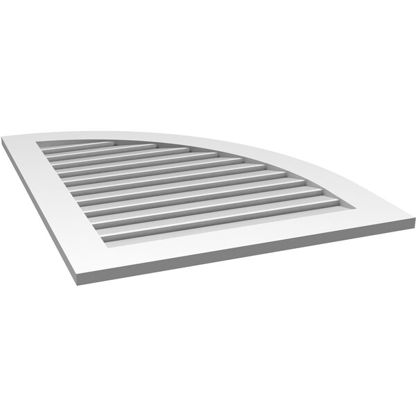 Ekena Millwork Quarter Round Top Right Surface Mount PVC Gable Vent w/ 3-1/2"W x 1"P Standard Frame, 30"W x 38"H - GVPQR30X3801SF