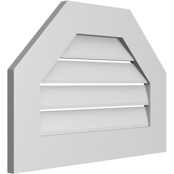 Ekena Millwork Octagonal Top Surface Mount PVC Gable Vent: Functional, w/ 3-1/2"W x 1"P Standard Frame, 26"W x 18"H - GVPOT26X1801SF