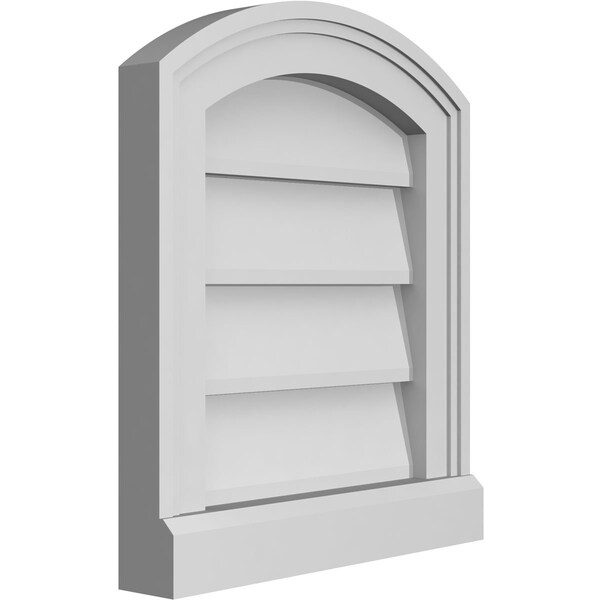 Ekena Millwork Arch Top Surface Mount PVC Gable Vent: Functional, w/ 2"W x 2"P Brickmould Sill Frame, 14"W x 16"H - GVPAR14X1603SF